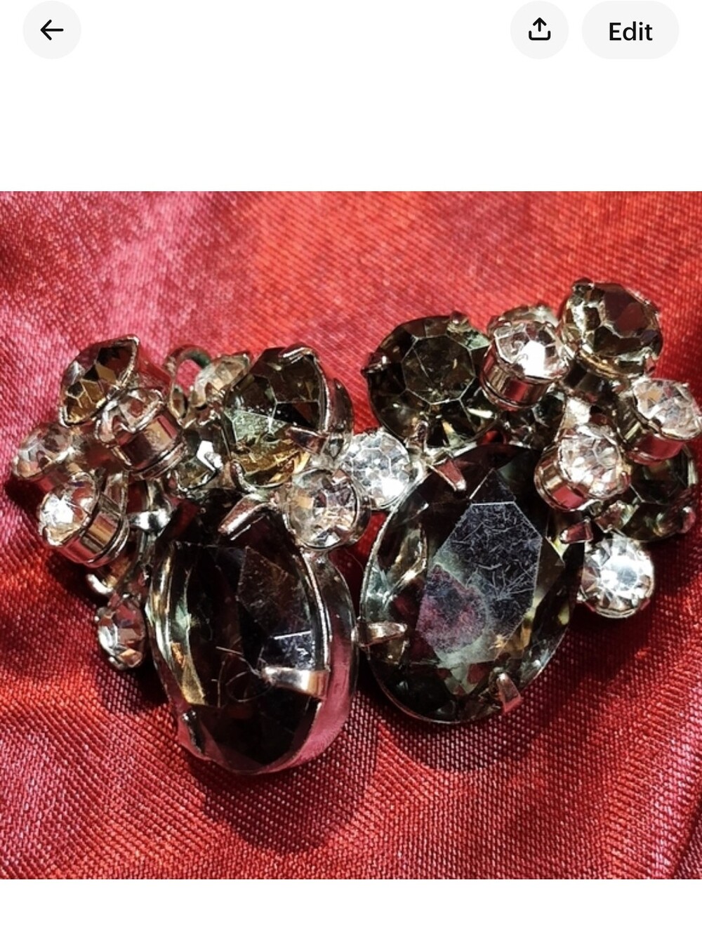 Vintage Juliana Clip-On Earrings Layered Design Cluster Crystals